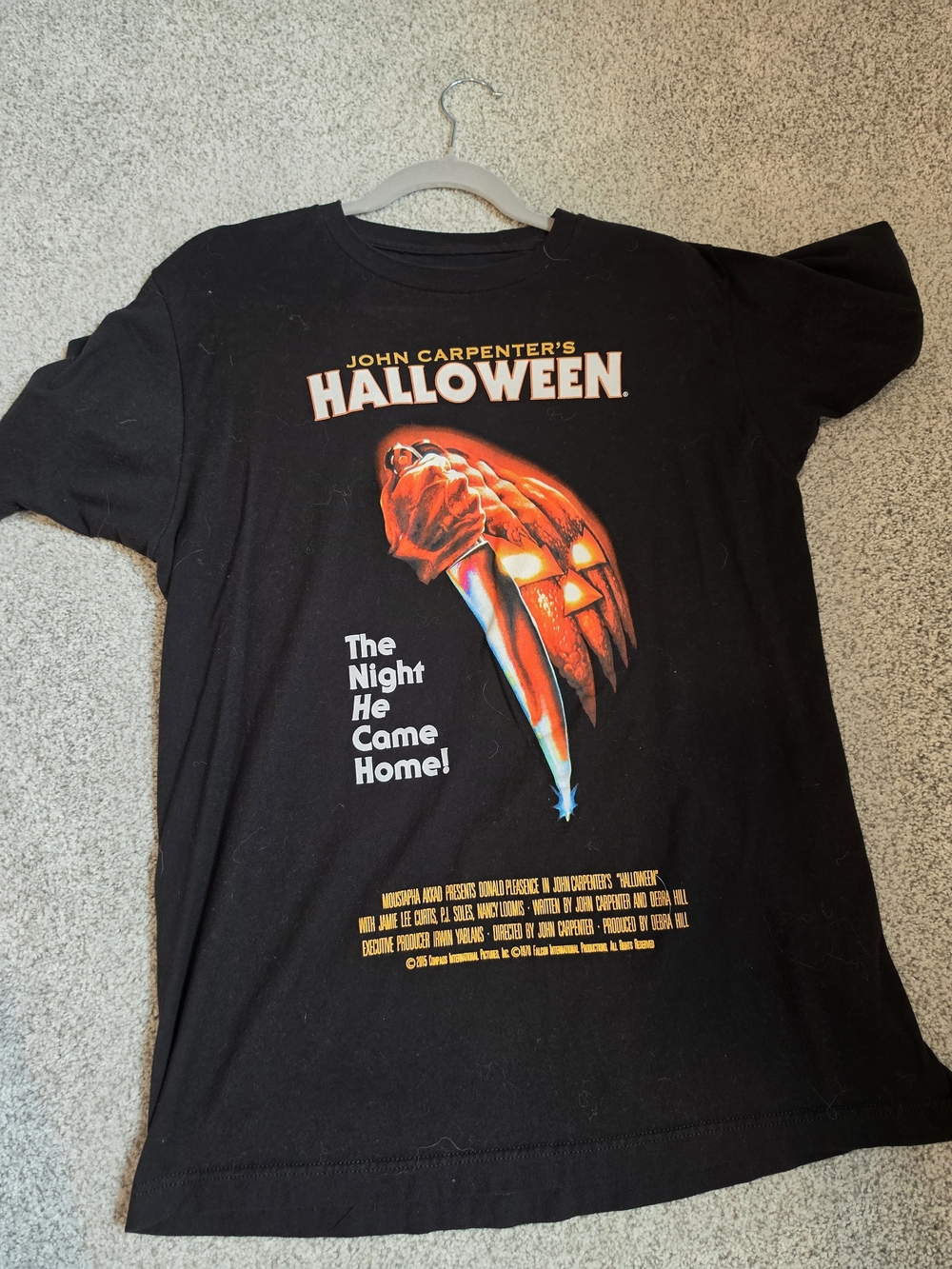 John Carpenter's Halloween Graphic Tee - Black with Orange Pumpkin Mens Shirt